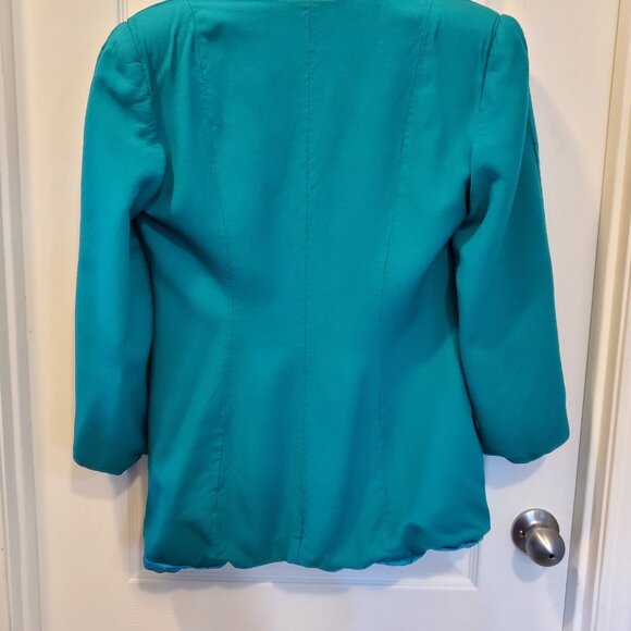 VTG Jacqueline Ferrar Teal Suit Set | Shrunk | Gold Button Blazer & Pencil skirt - Picture 9 of 16